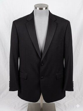 Renoir Men's Classic Black Two-Button Vented Blazer Jacket 58R
